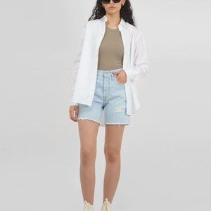 Levi's High Rise 501 Jeans 100% Cotton Mid Thigh Denim Shorts, Luxor Focus 26